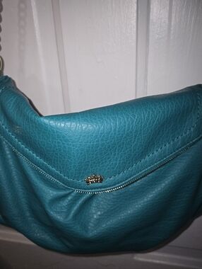 Juicy Couture Teal Pebbled Faux Leather Crown Logo Chain Strap Hobo Shoulder Bag